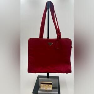 Prada Red Tote Bag with Structured Design